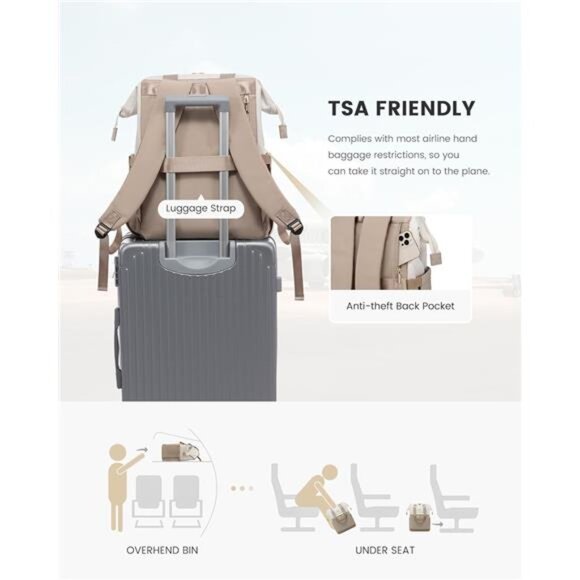 Laptop Backpack for Women, 15.6 Inch Work Laptop Bag with USB Port - Picture 5 of 7